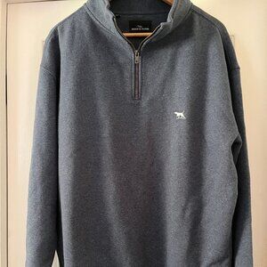 Rodd & Gunn Mens pullover Sweater Dusty Blue fleece lined XL 1/4 zip